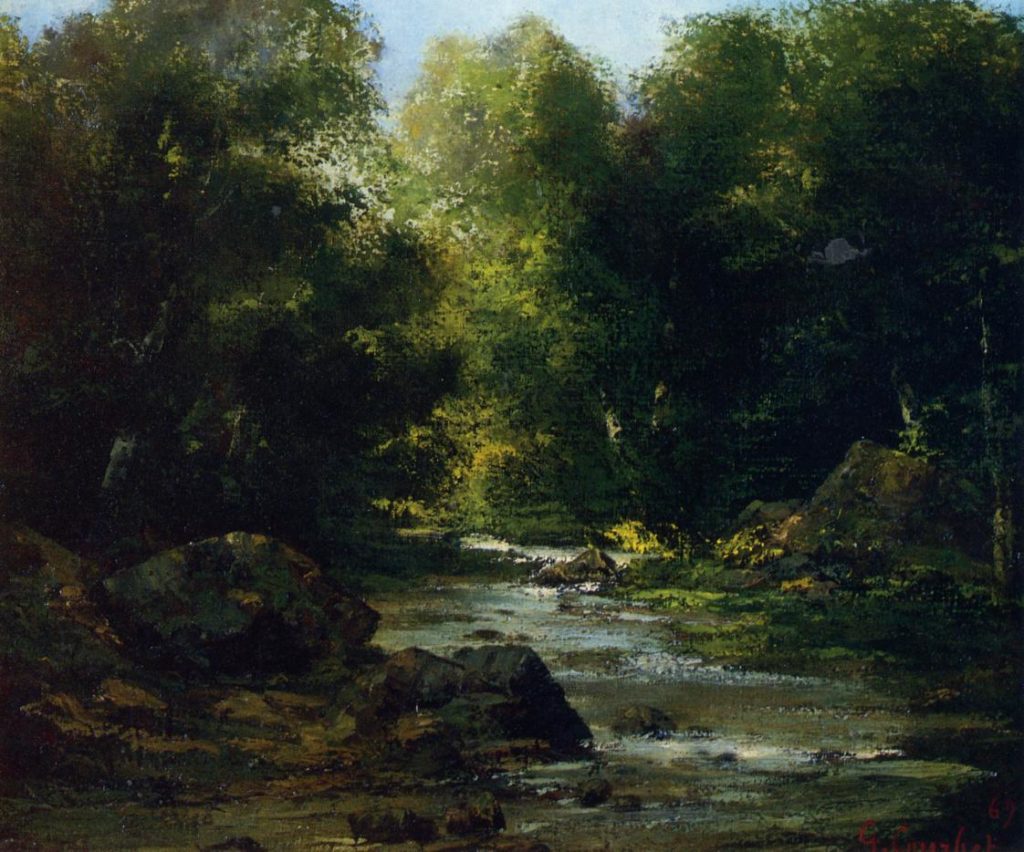 Paysage fluvial, huile sur toile de Gustave Courbet