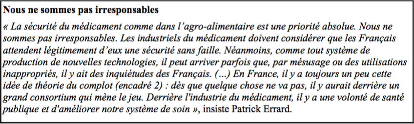 Sécurité et industrie du médicament
