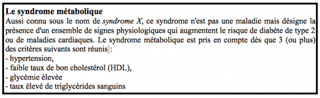 le syndrome métabolique