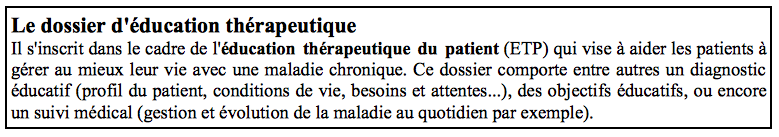 Le dossier d'éducation thérapeutique